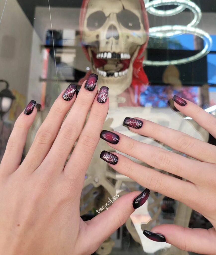 55 Latest Spider Web Nail Designs To Try In 2024! 37 Metallic spider web nail