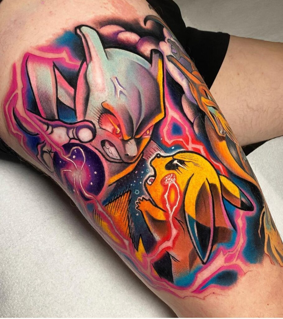 11+ Mewtwo Tattoo Ideas That Will Blow Your Mind! 15 Mewtwo And Pikachu Tattoo