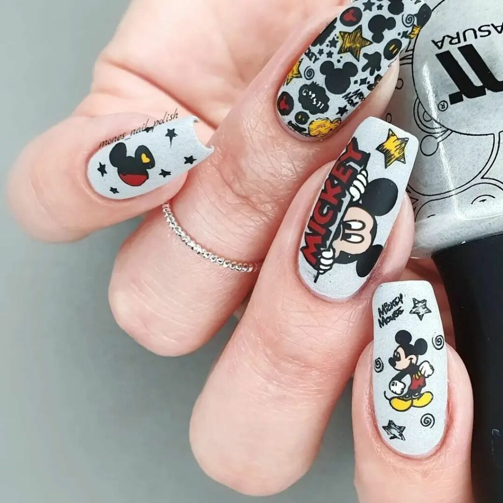 Add Whimsy with 35 Mickey Mouse Nail Designs in 2024 34 Mickey Mouse on Crisp White Nails