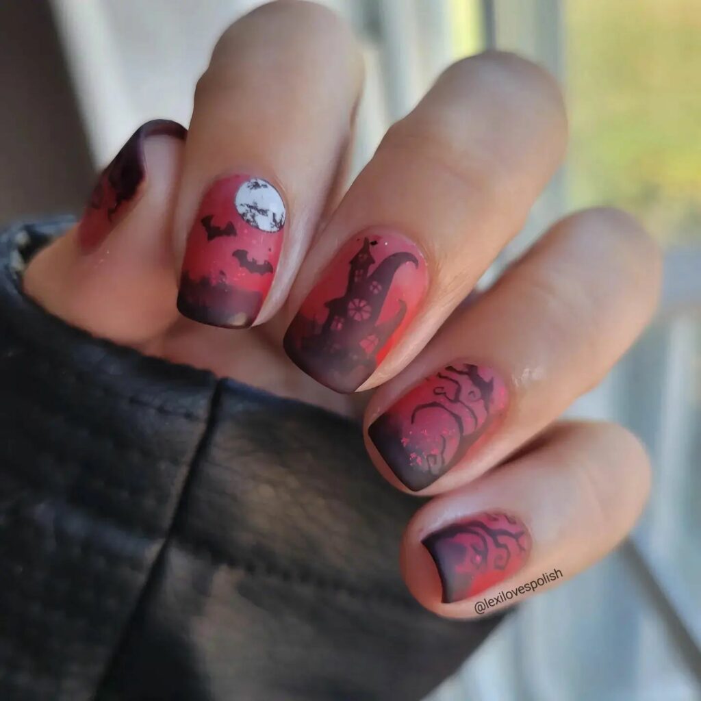 Embrace the Night with 33 Vampire Nail Designs for 2024 35 Midnight Haunting