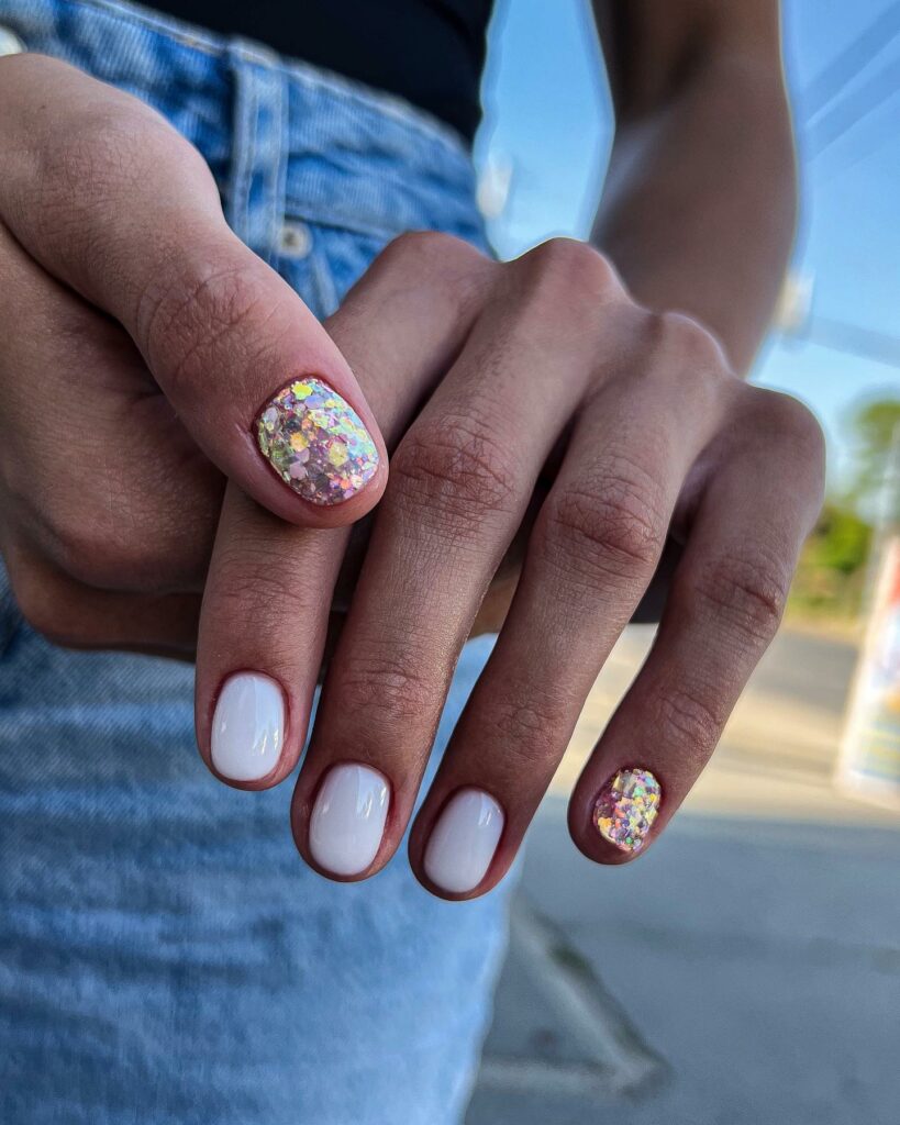 25 Latest Cloud Nails Designs To Try In 2024! 20 Milky Round Cloud Nails with a Glow