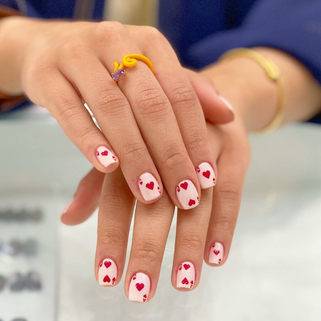 Get Creative with 39 Cute Short Nails Designs for 2024 36 Mini Hearts Nails