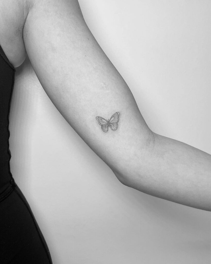 11+ Butterfly Tattoo On Arm Ideas That Will Blow Your Mind 18 Minimal Butterfly Bicep Tattoo