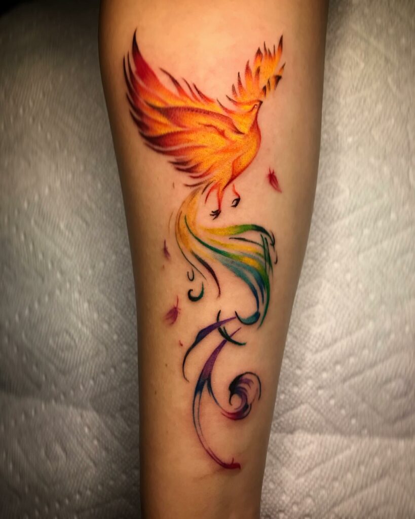11+ Minimalist Phoenix Tattoo Small Ideas That Will Blow Your Mind! 11 Minimal Colorful Phoenix Tattoos