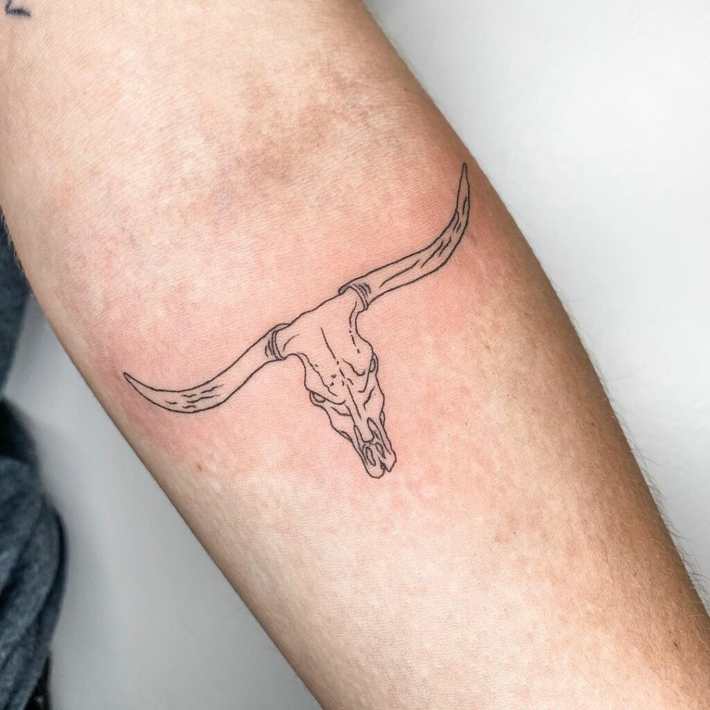10+ Cow Skull Tattoo Ideas You'll Have To See To Believe! 11 Minimal Cow Skull Tattoo Design