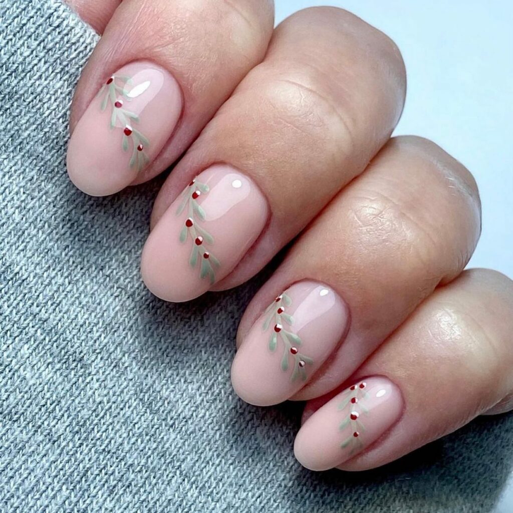 Bring Mistletoe Magic with 20 Mistletoe Nail Ideas in 2024 27 Minimalist Festive Mistletoe Nails