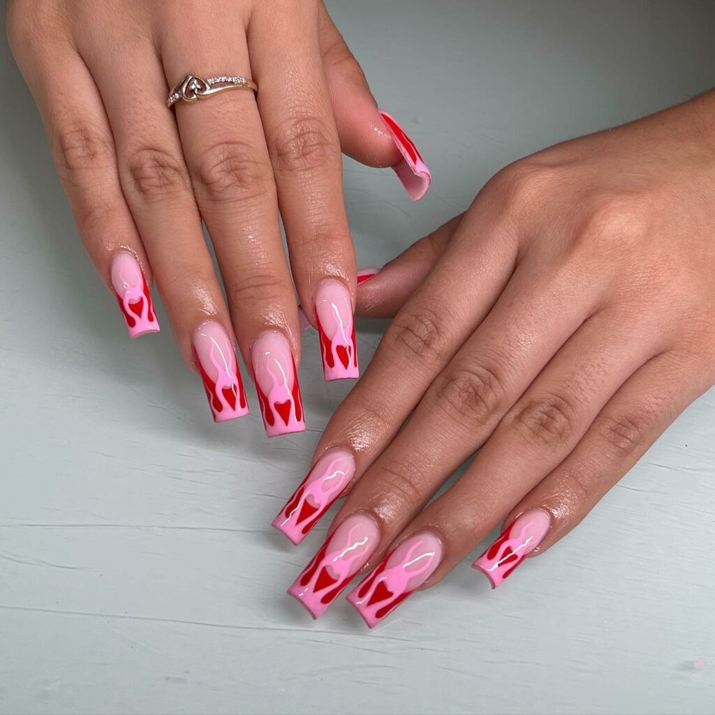 25 Latest Square Nail Designs To Try In 2024! 19 Minimalist Flames