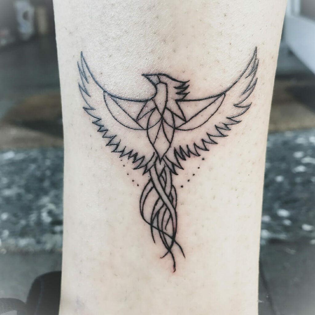 11+ Minimalist Phoenix Tattoo Small Ideas That Will Blow Your Mind! 12 Minimalist Phoenix Tattoos