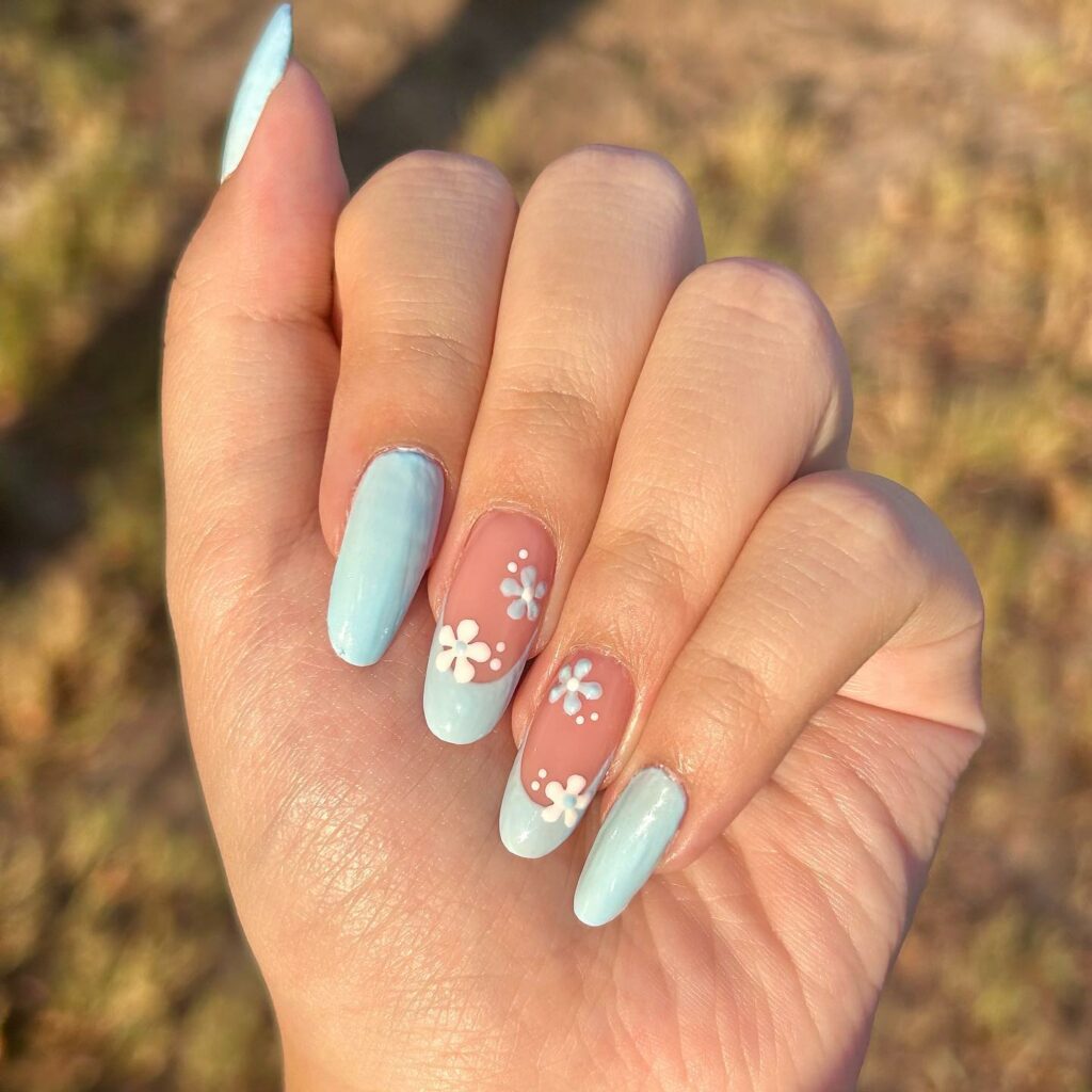 2024's Latest Flower Nail Designs: 29 Designs to Try 23 Minimalist flower nails
