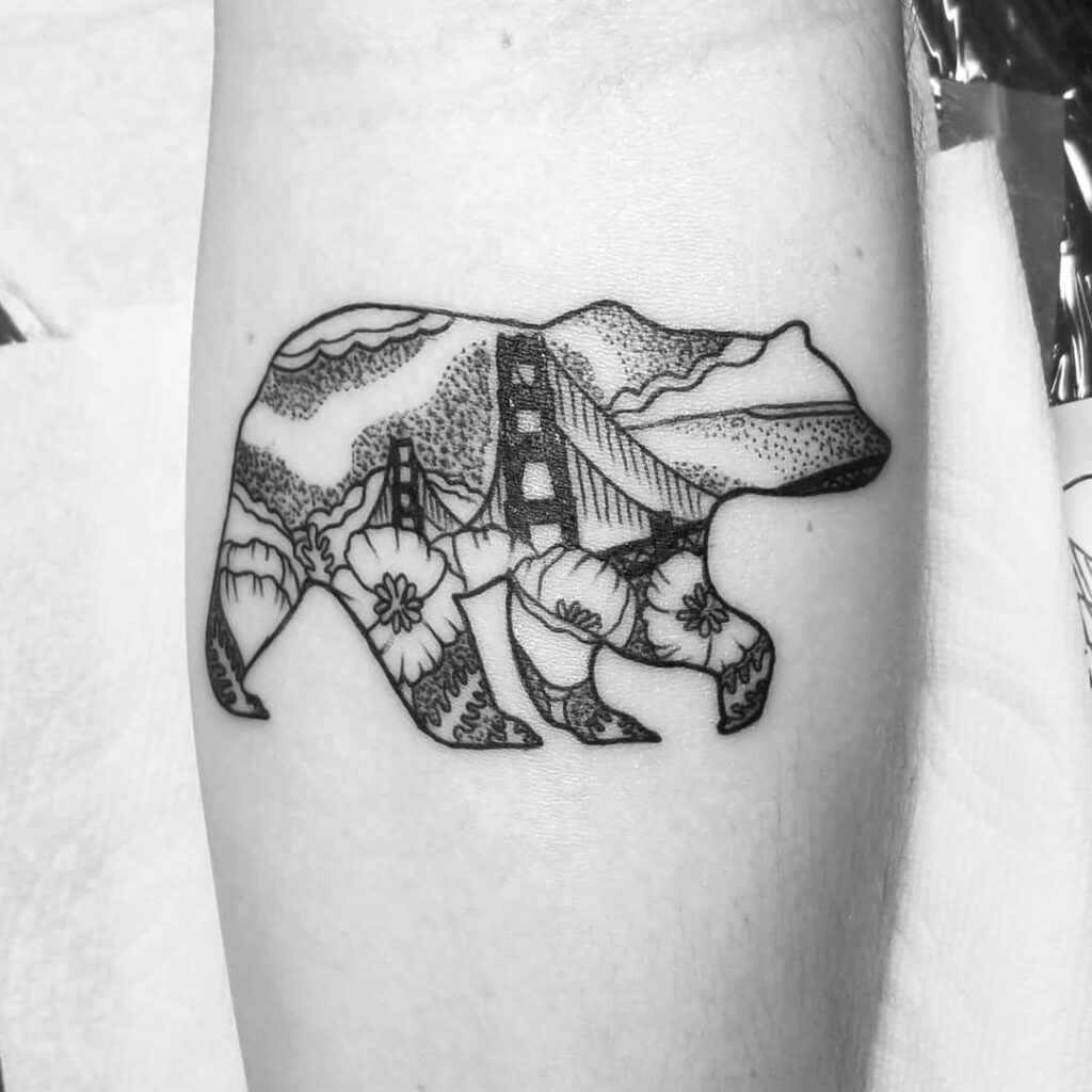 11+ California Bear Tattoo Ideas That Will Blow Your Mind! 13 Minimalistic Bear-State Map