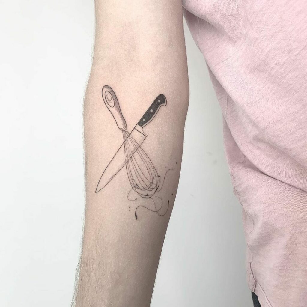 12+ Knife Tattoo Ideas To Inspire You! 13 Minimalistic Chef's Knife Tattoo