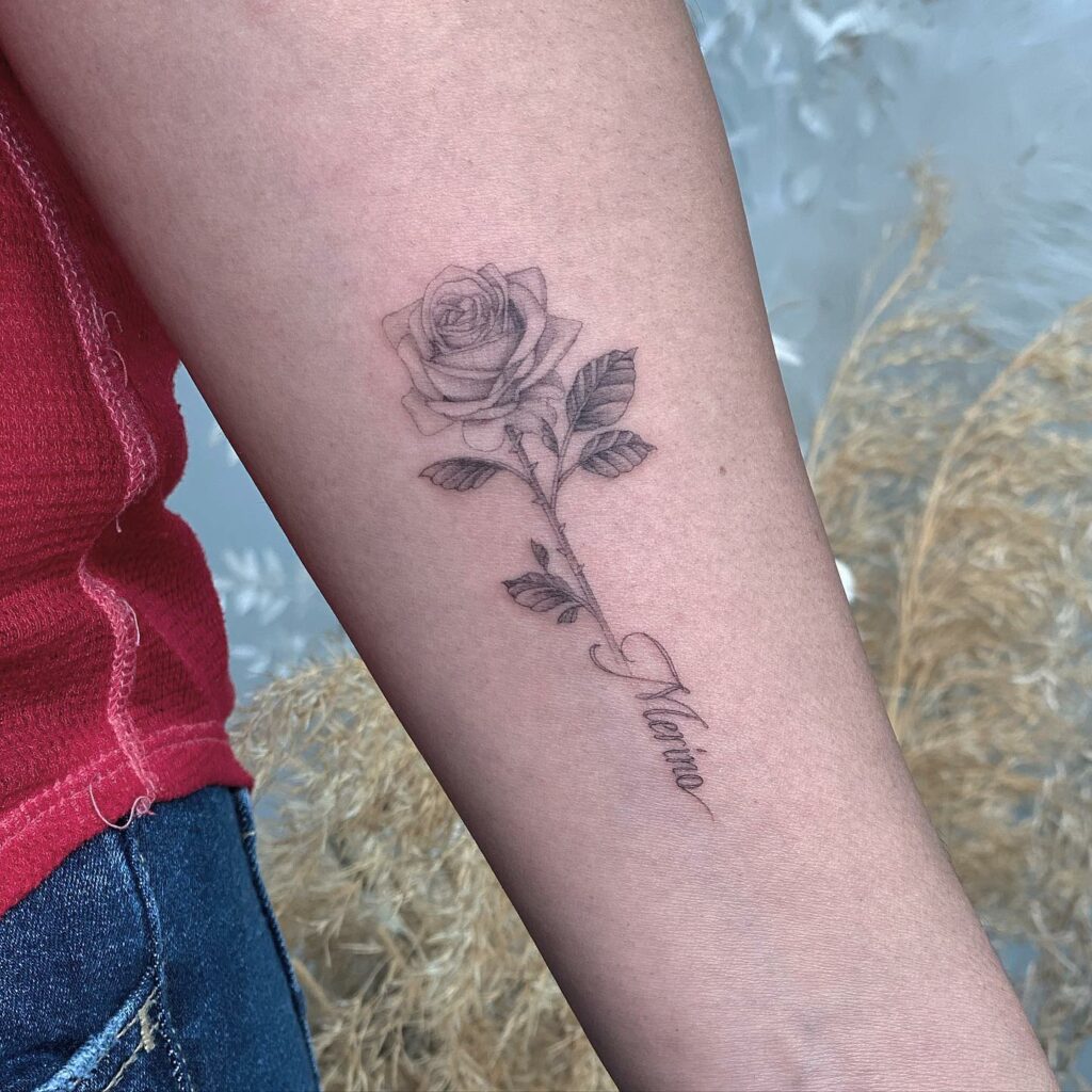 11+ Rose Stem Tattoo Ideas That Will Blow Your Mind! 12 Minimalistic Classic Rose Stem Tattoo Ideas