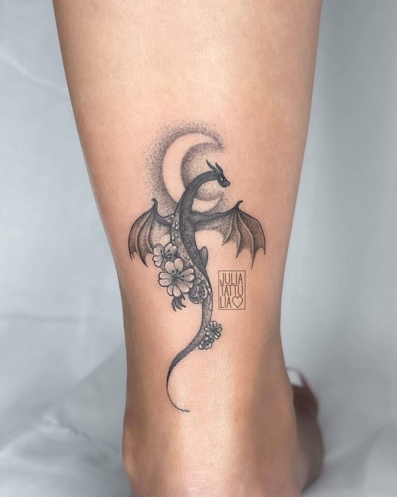 11+ Women's Feminine Dragon Tattoo Ideas That Will Blow Your Mind! 13 Minimalistic Dragon Tattoos For Women On Ankle