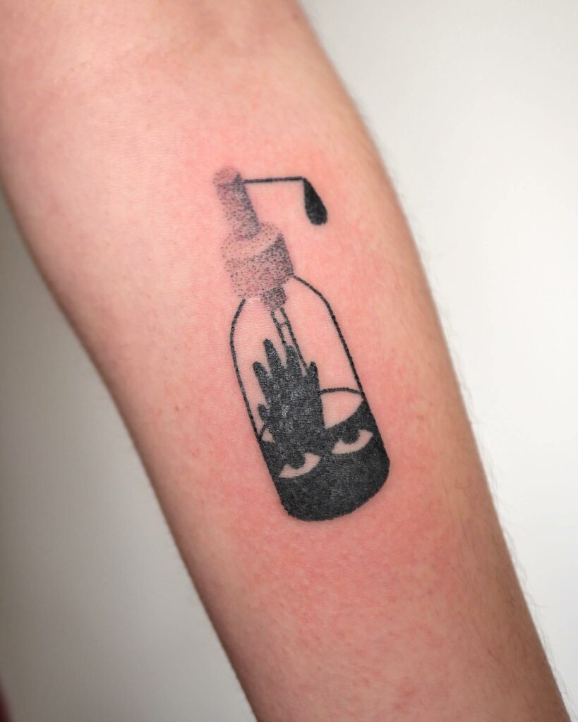 11+ Covid Tattoo Ideas That Will Blow Your Mind! 13 Minimalistic Hand Sanitizer Tattoo On Forearm