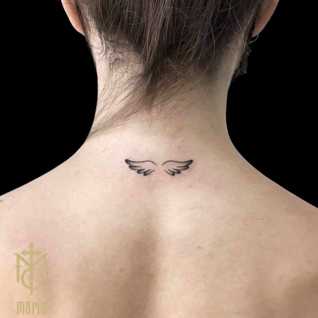 12 Wings Neck Tattoo Ideas for 2024 19 Minimalistic Neck Tattoo Of Angel Wings For Women