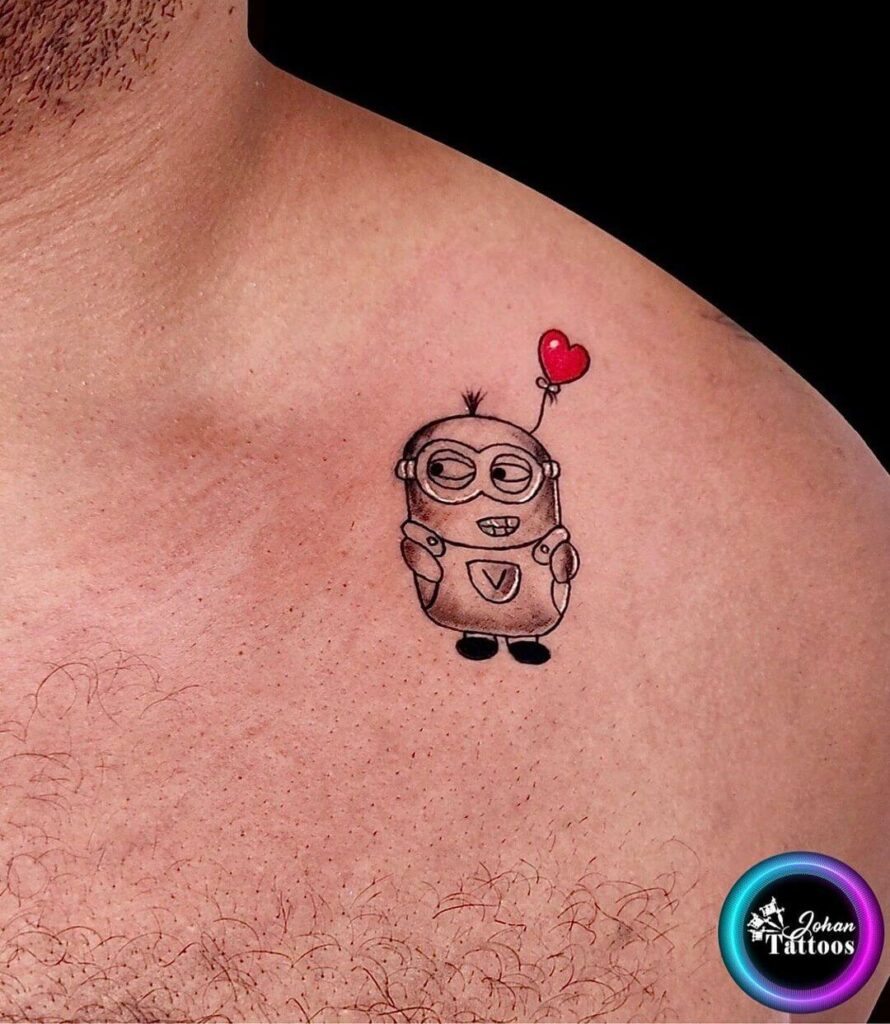 12+ Minion Tattoo Ideas To Inspire You! 17 Minion Tattoo With Heart Balloon