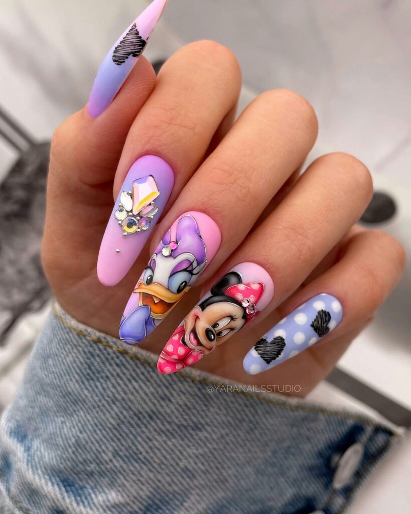 50 Latest Disney Nails Ideas To Try In 2024! 23 Minnie Mouse and Daisy Duck Disney Nails