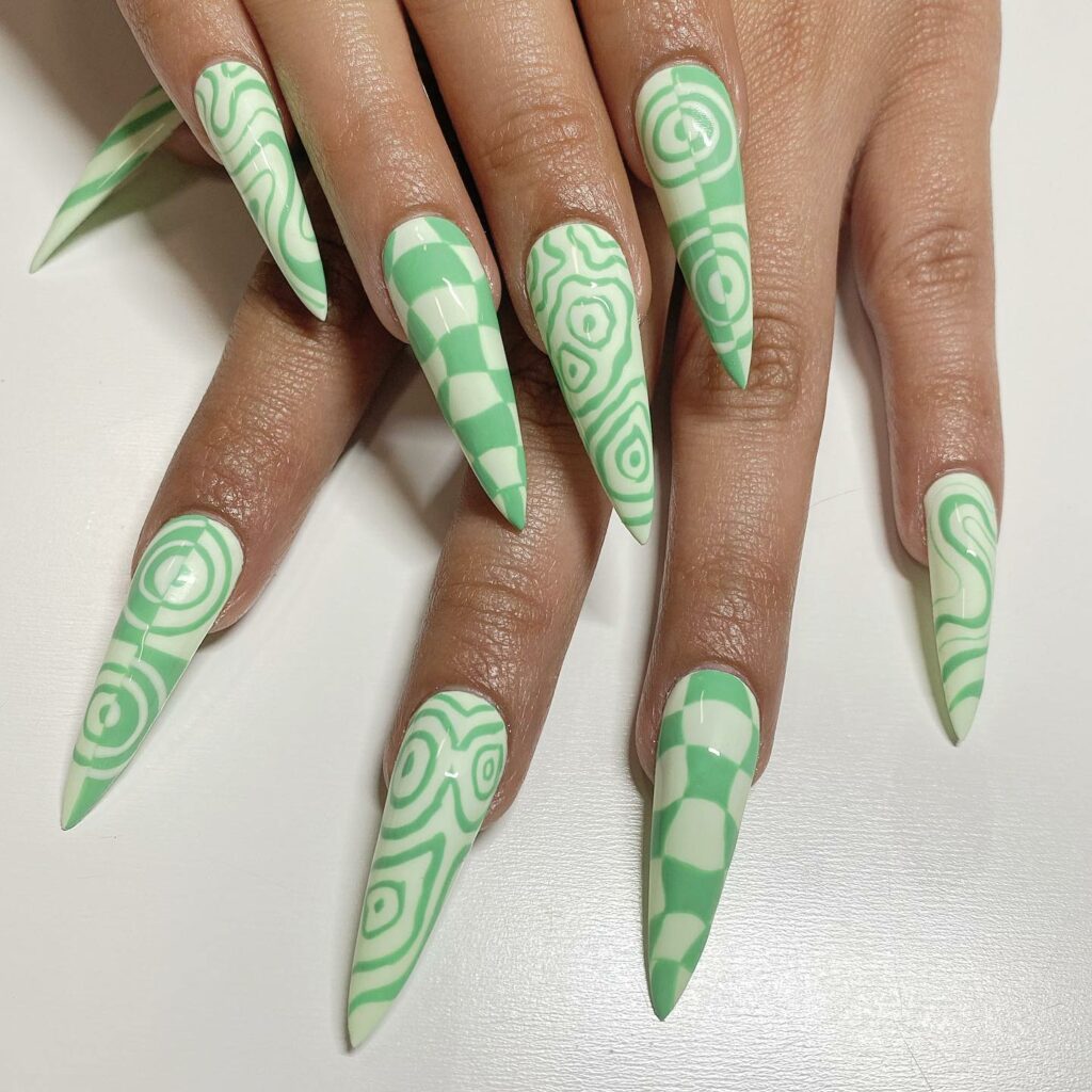 30 Latest Mint Green Nail Ideas To Try Today! 48 Dynamic Mint Green Nails with Swirls and Stripes