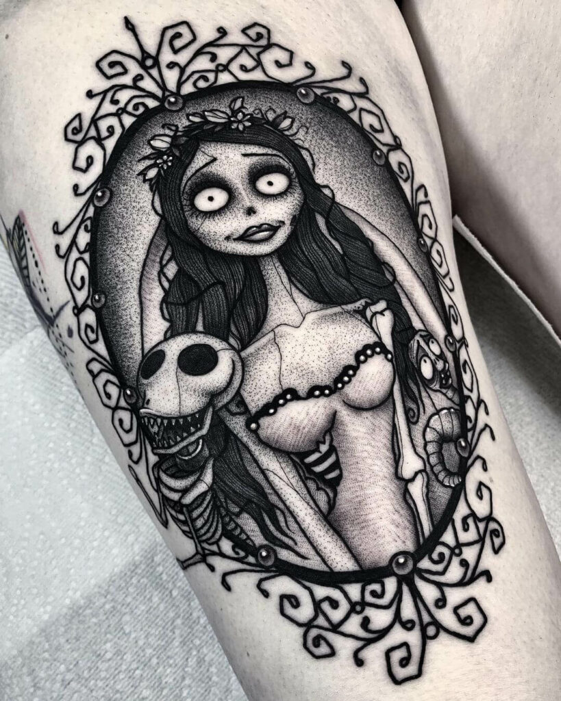 11+ Corpse Bride Tattoo Ideas That Will Blow Your Mind! 16 Mirror Corpse Bride Tattoo