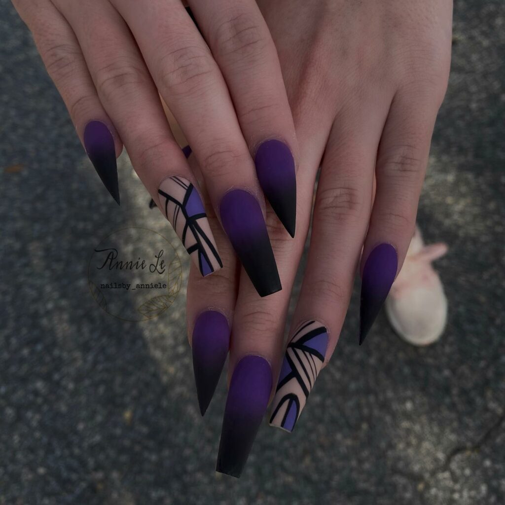 Mesmerizing Galaxy Nail Designs to Try in 2024 π 43 Mismatched Black and Purple