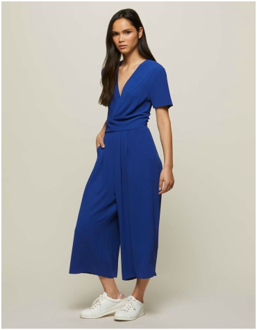 Miss Selfridge Blue Twist Front Culotte Jumpsuit £42 Miss Selfridge Blue Twist Front Culotte Jumpsuit