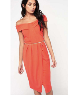 Miss Selfridge – Orange Pleat Bandeau Wrap Dress £27 Miss Selfridge £27