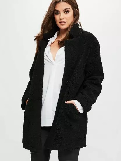 Missguided curve black teddy shearling wool coat – $86 Missguided curve black teddy shearling wool coat