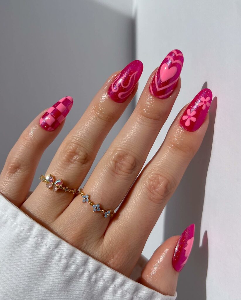 Playful and Fun 30 Barbie Nails To Try in 2024 25 Mix-and-Match Barbie Nails