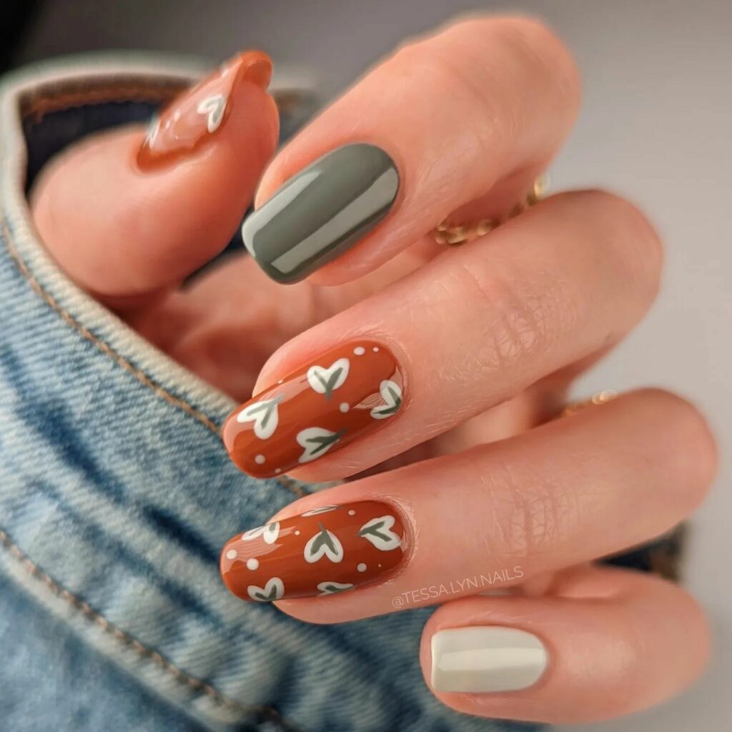 49 Latest Thanksgiving Nail Designs For 2024 30 Mixed Fall Palette on Short Nails