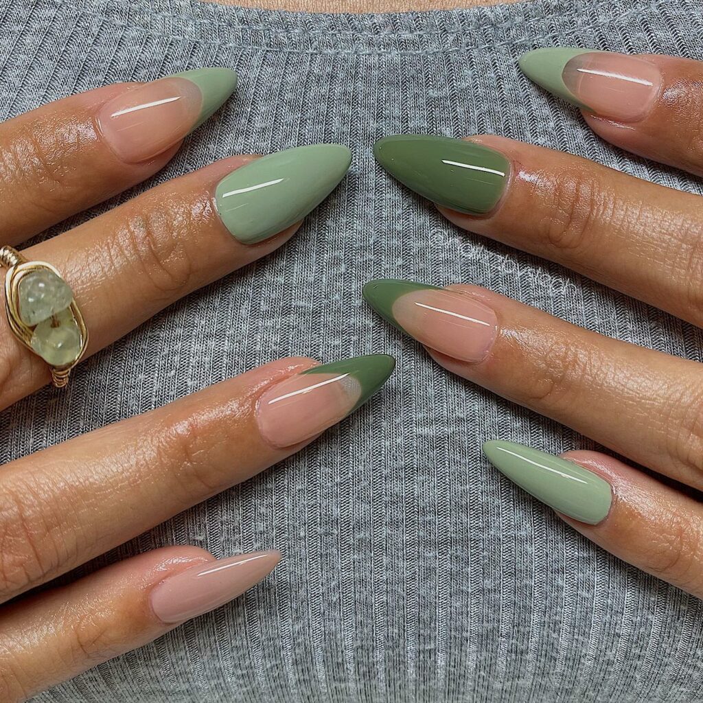 Explore 44 Olive Green Nail Designs in 2024 26 Almond-Shaped Olive Green Nails