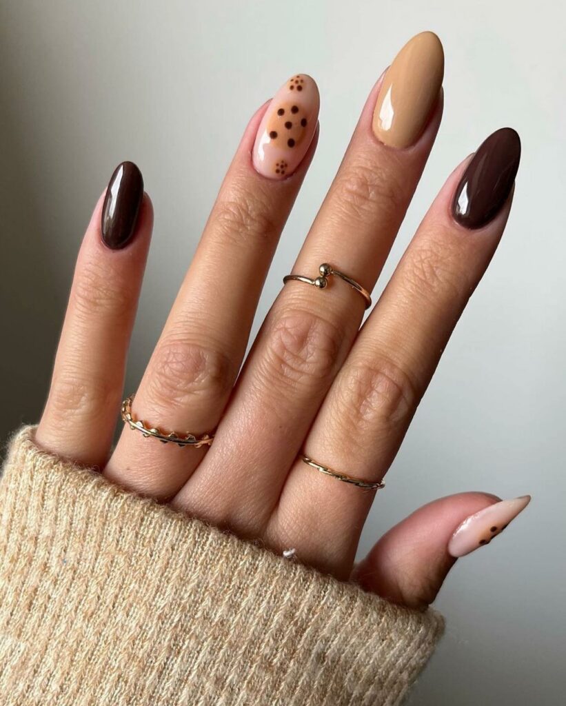 Shine Bright with 50 Rose Gold Nail Designs for 2024 40 Mocha rose gold nails