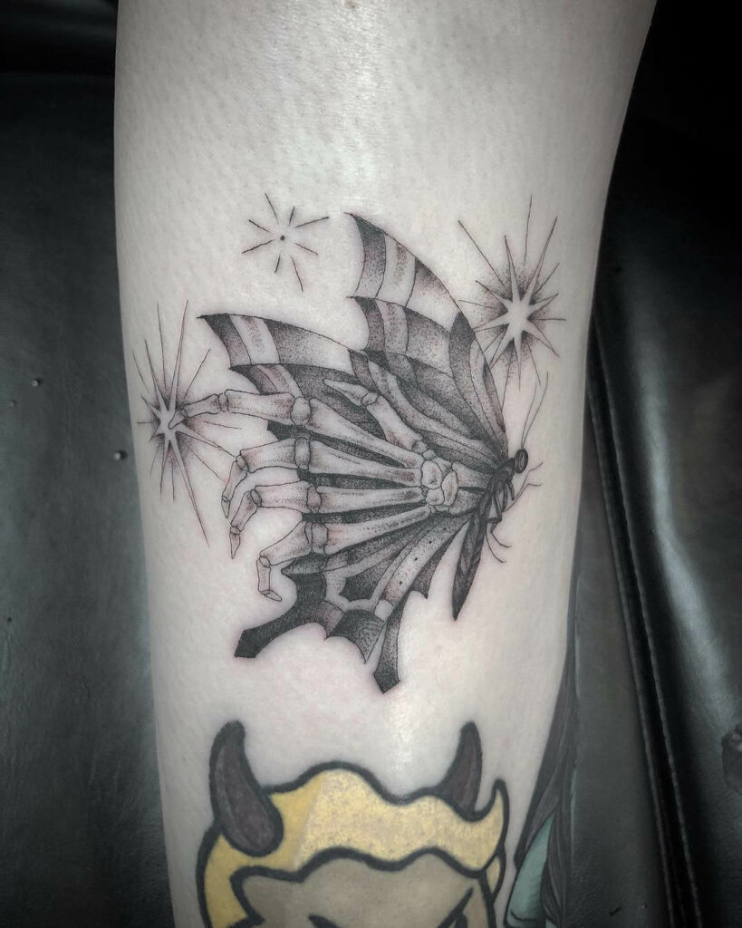 12+ Butterfly Skeleton Tattoo Ideas To Inspire You! 13 Monarch Butterfly With Skeleton Tattoo