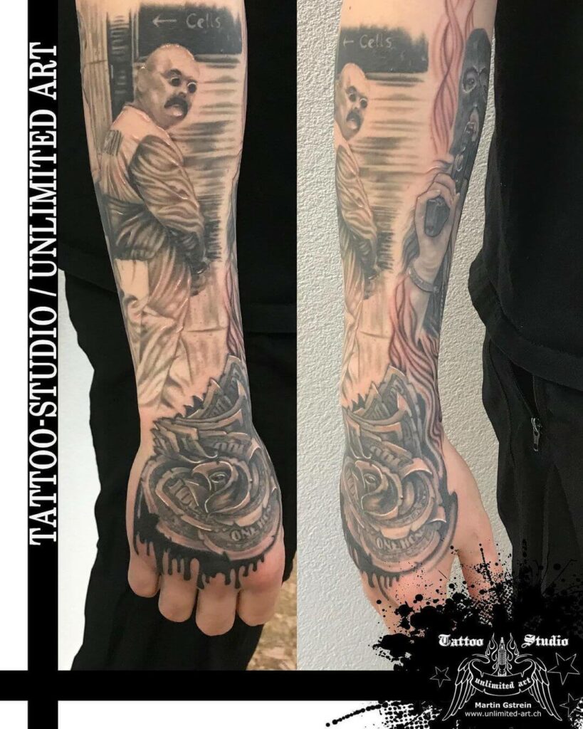 11+ Money Flower Tattoo Ideas That Will Blow Your Mind! 18 Money Rose Tattoo Design With An Arm Sleeve Design