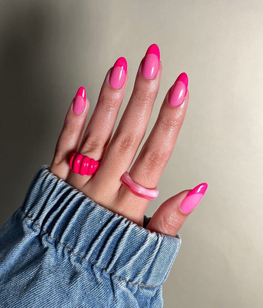 20 Latest Hot Pink French Tip Nails Ideas To Try In 2024! 13 Monochrome Hot Pink French Nails