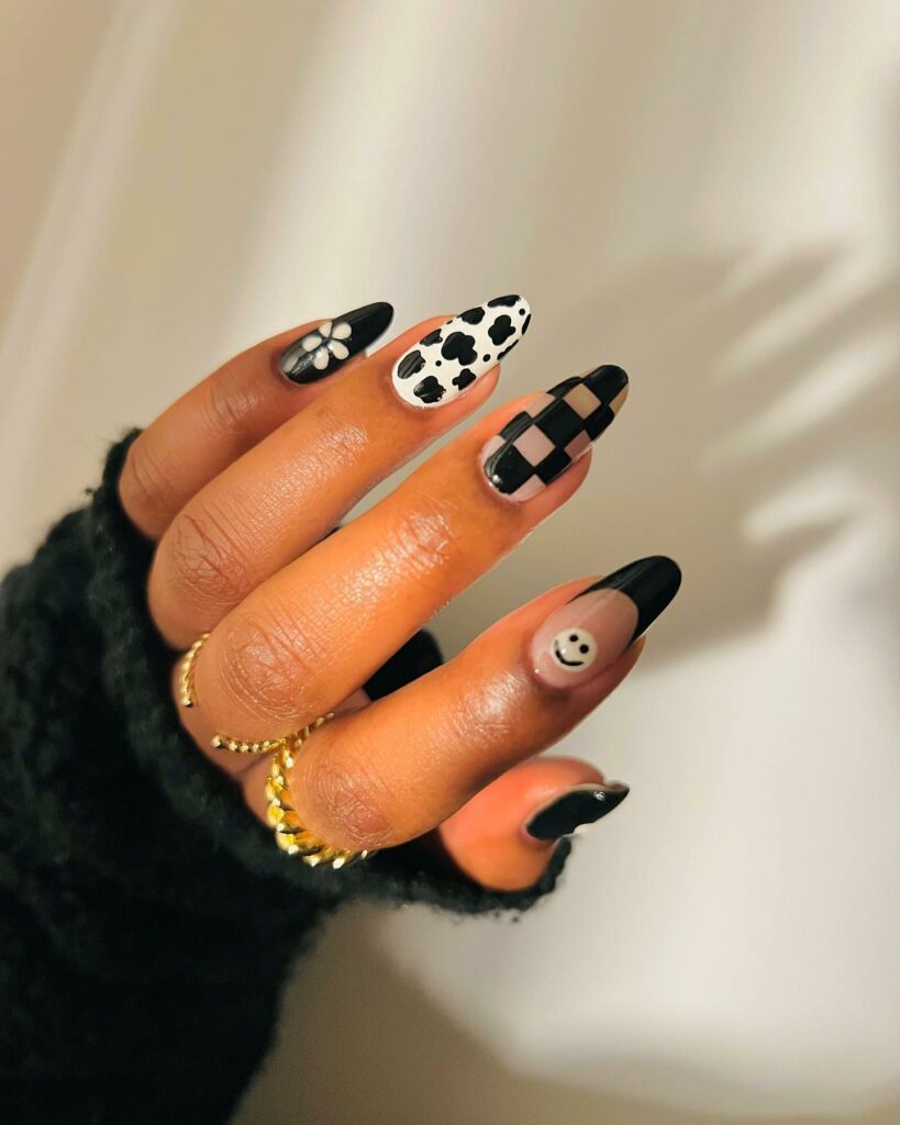 Trendy Half-Moon Nail Designs to Try in 2024 🌙 21 Monochrome Magic