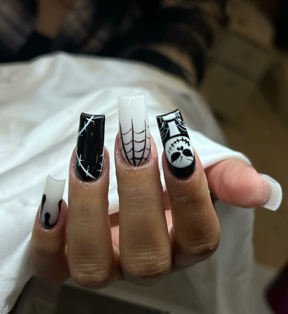 30 Latest Nightmare Before Christmas Nails Ideas! 32 Monochrome Nightmare Before Christmas Nails
