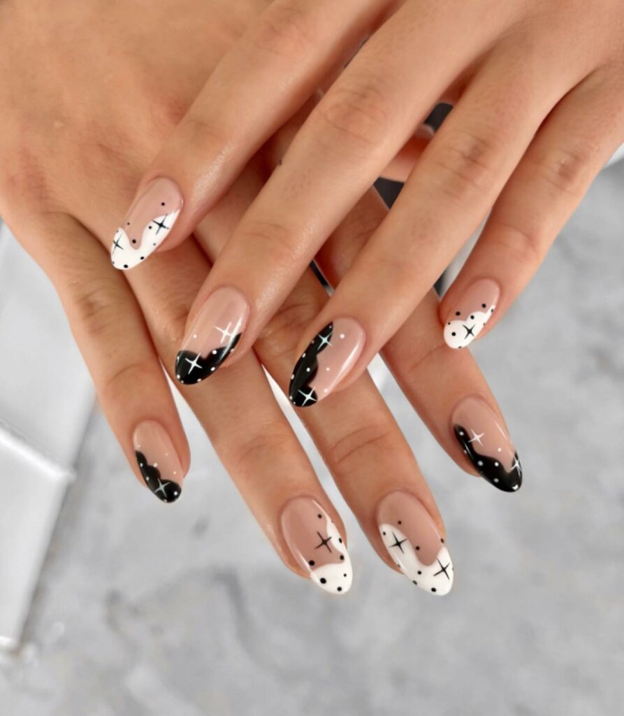 22 Latest Short Black French Tip Nail Ideas To Try In 2024! 34 Monochrome White and Black Short French Nails