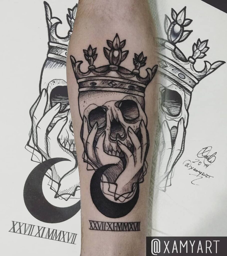 11+ King Skull Tattoo Ideas That Will Blow Your Mind! 13 Moon And King Skull Tattoo