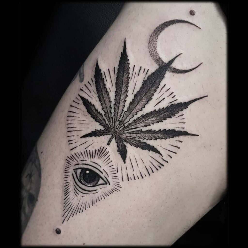 10+ Weed Leaf Tattoo Ideas You Have To See To believe! 13 Moon And Marijuana Tattoo Designs
