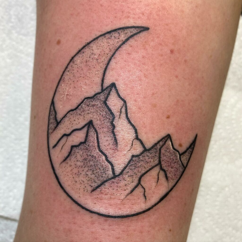 11+ Minimalist Mountain Tattoo Ideas That Will Blow Your Mind! 16 Moon And Mountain Tattoo