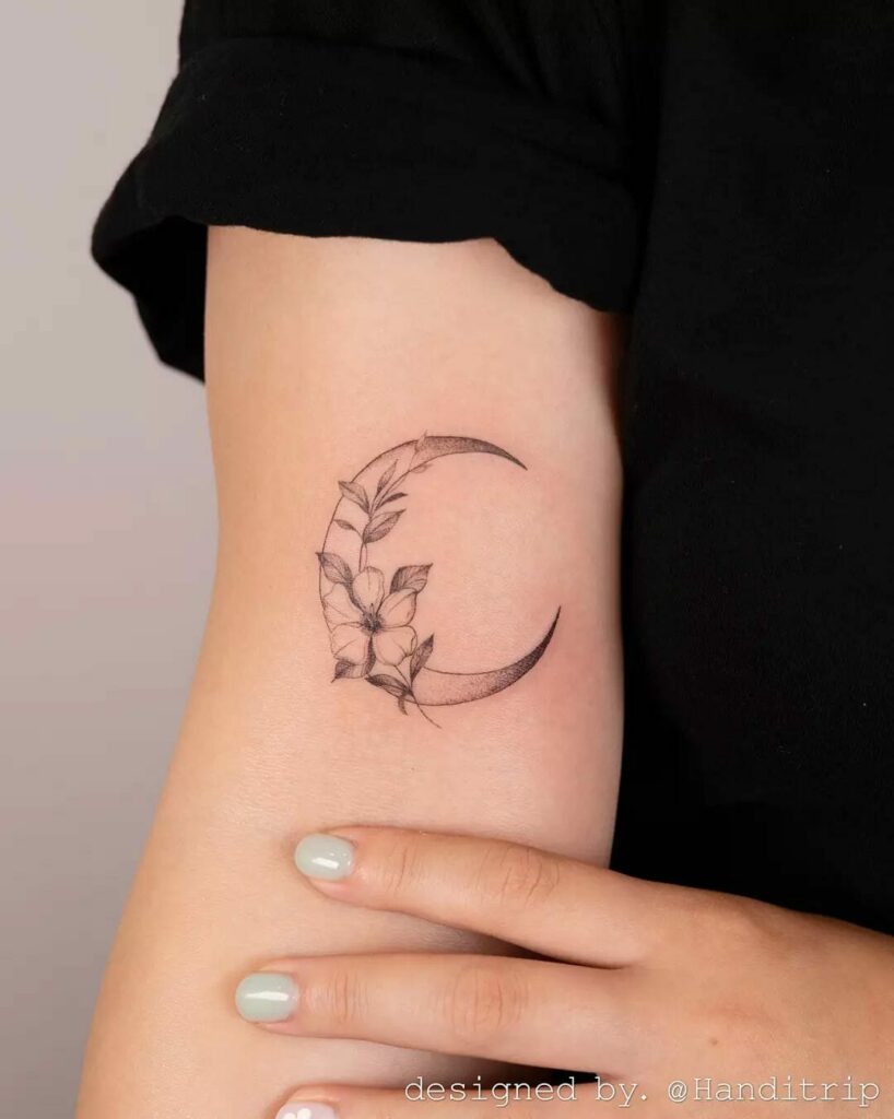12+ Moon with Flowers Tattoo Ideas To Inspire You! 18 Moon Tattoo With Birth Flower