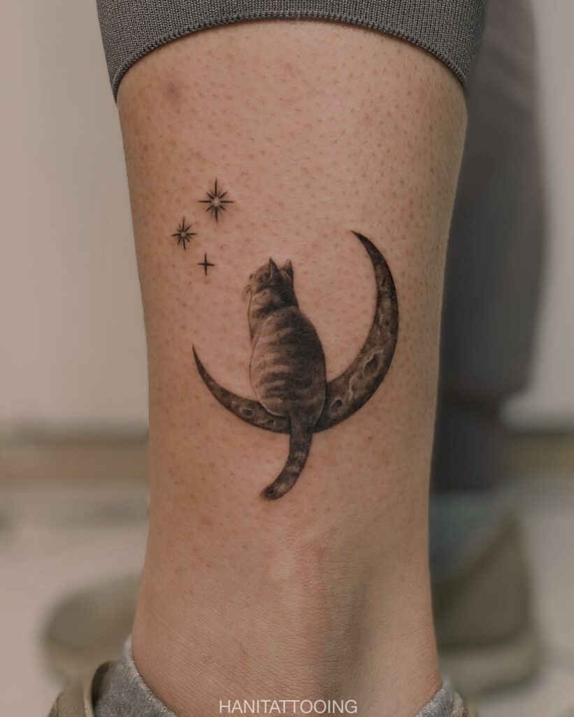 11+ Small Cat Tattoo Ideas That Will Blow Your Mind! 11 Moon and Cat Tattoos