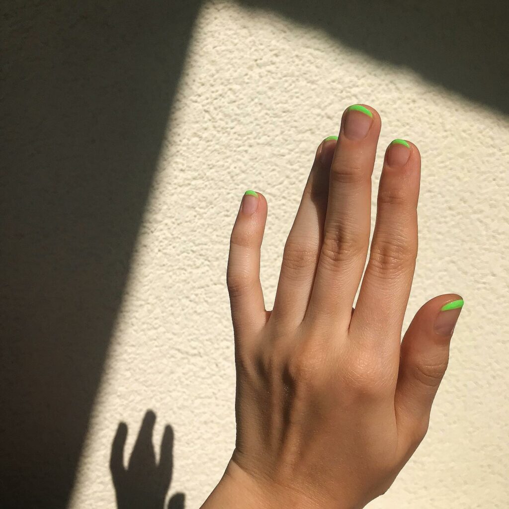 Try in 2024: 50 Latest Neon Green Nail Designs 50 Mosaic neon green french nails