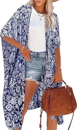 20 Beautiful Beach & Pool Coverups For Women Over 50 14 Moss Rose Women Summer Bikini Kimono Bathing Suit Cover Ups for Swimwear