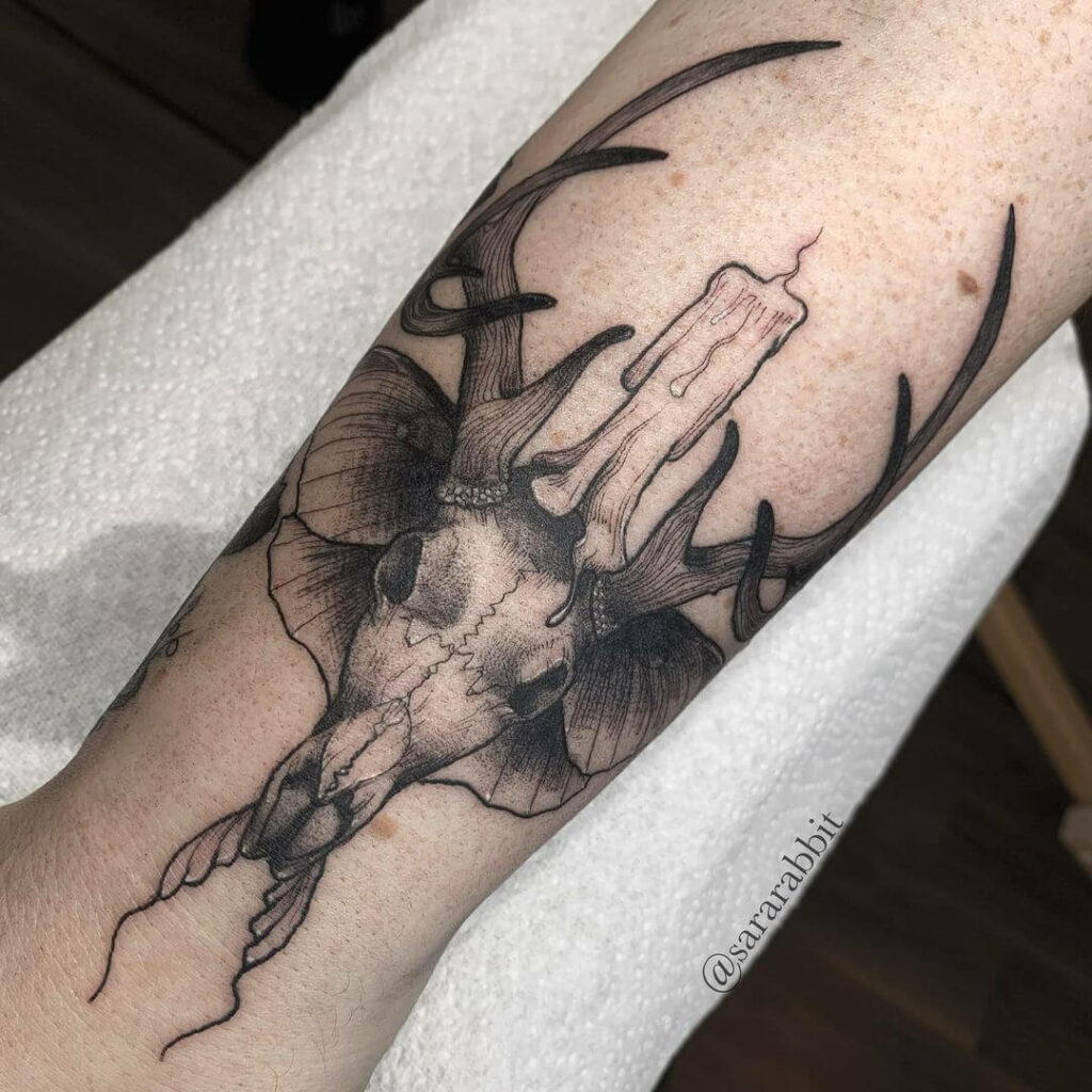11 Latest Antler Tattoos To Inspire You In 2024! 16 Moth, Antlers, And Candle Tattoo