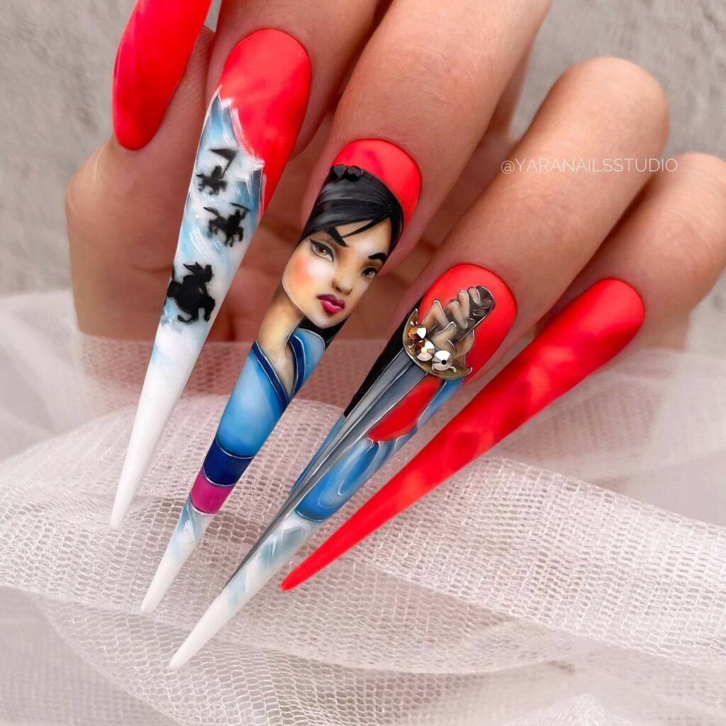 50 Latest Disney Nails Ideas To Try In 2024! 27 Mulan-Inspired Disney Nails