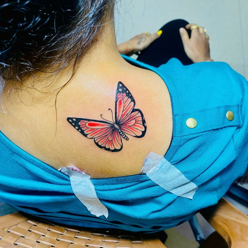 12+ Shoulder Butterfly Tattoo To Inspire You! 16 Multicolored Butterfly Shoulder Tattoo