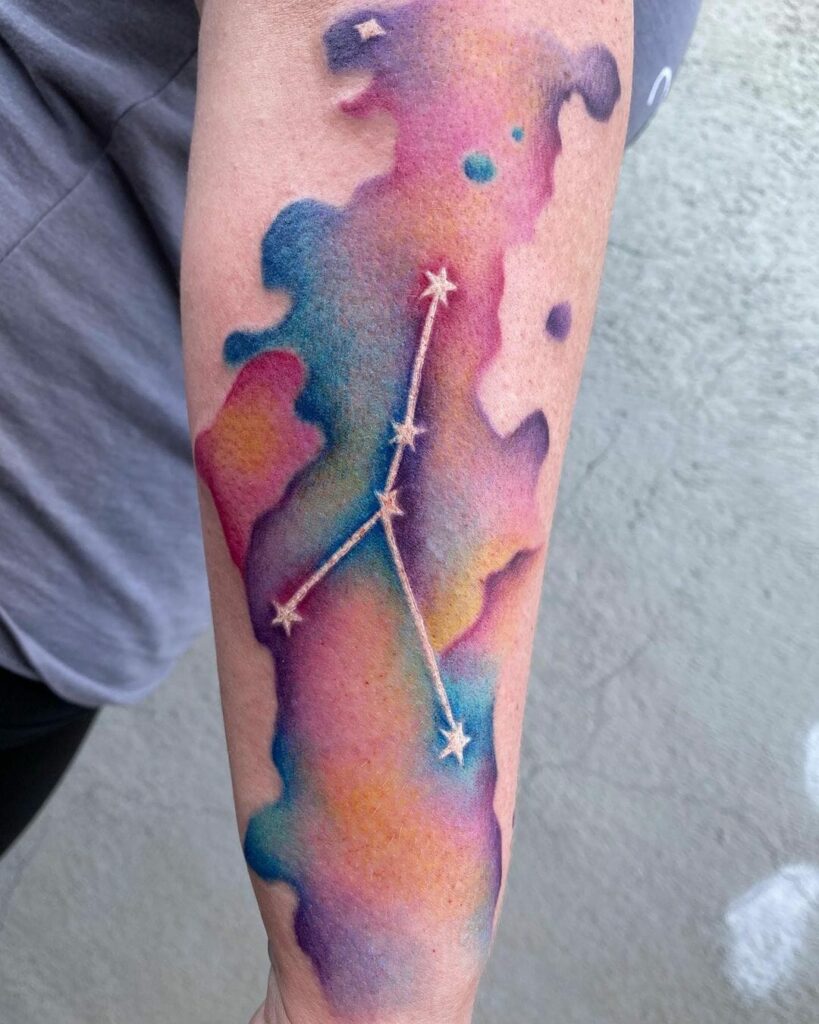 10+ Cancer Constellation Tattoo Ideas You'll Have To See To Believe! 13 Multicoloured Constellation Tattoo With Stars
