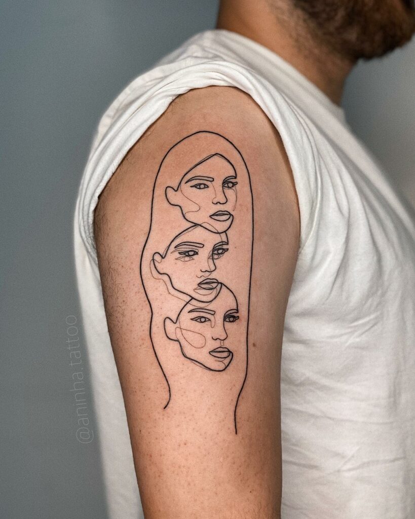 11+ Outline Tattoo Drawings Ideas That Will Blow Your Mind! 11 Multiple Faces Illustrations Tattoo Designs