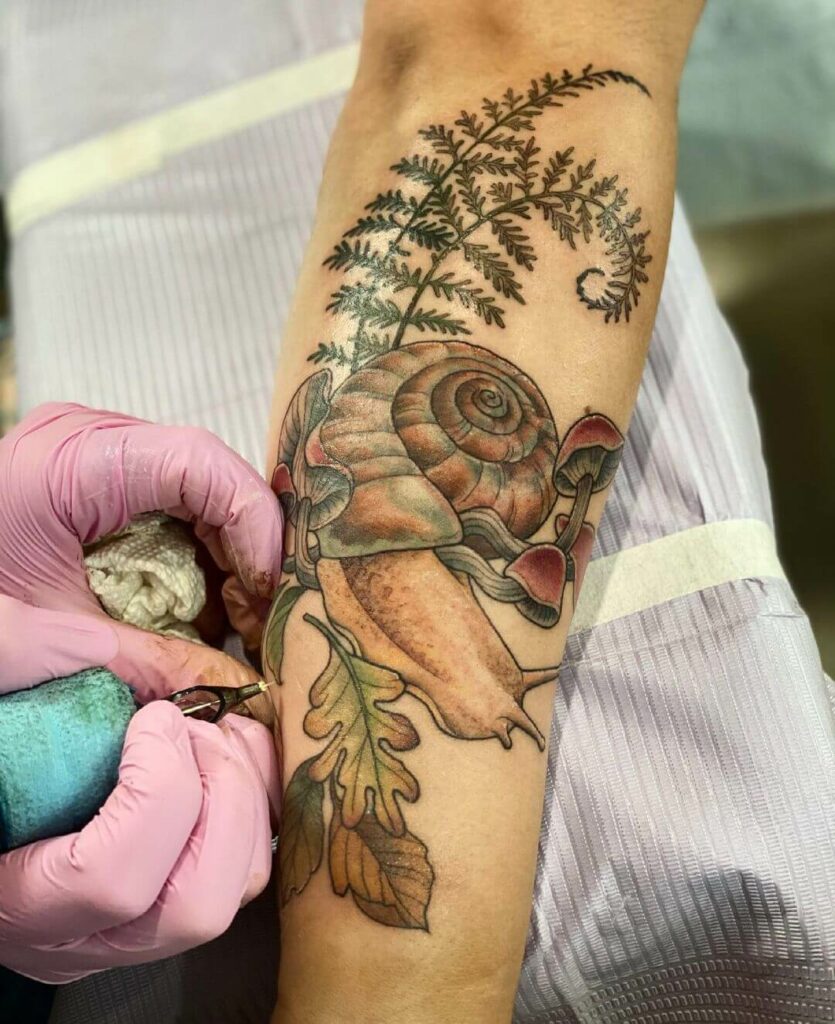 10+ Snail Tattoo Ideas You Have To See To Believe! 17 Mushrooms And Snail Tattoo Design